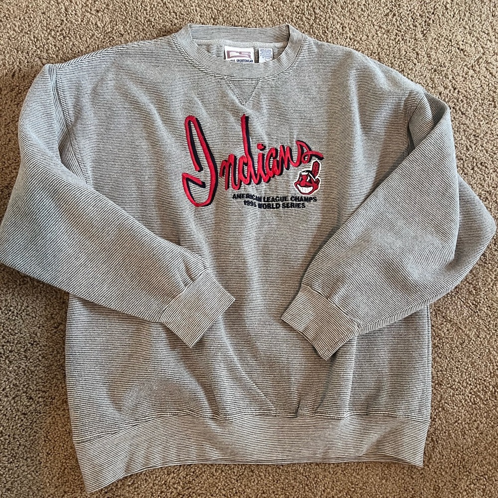 Vintage Crable Sportswear Mens Large Cleveland Indians MLB Sweater Sweatshirt